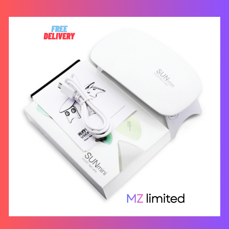 6W Portable Mini USB UV LED Nail Lamp – 45s/60s Timer Quick Gel Polish Dryer Machine (White)