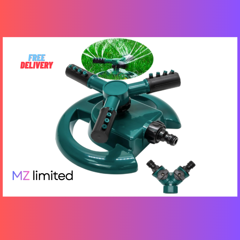 Garden Sprinkler 360° Rotating Sprayer – Lawn Watering Sprinkler with 3 Nozzles for Yard & Garden