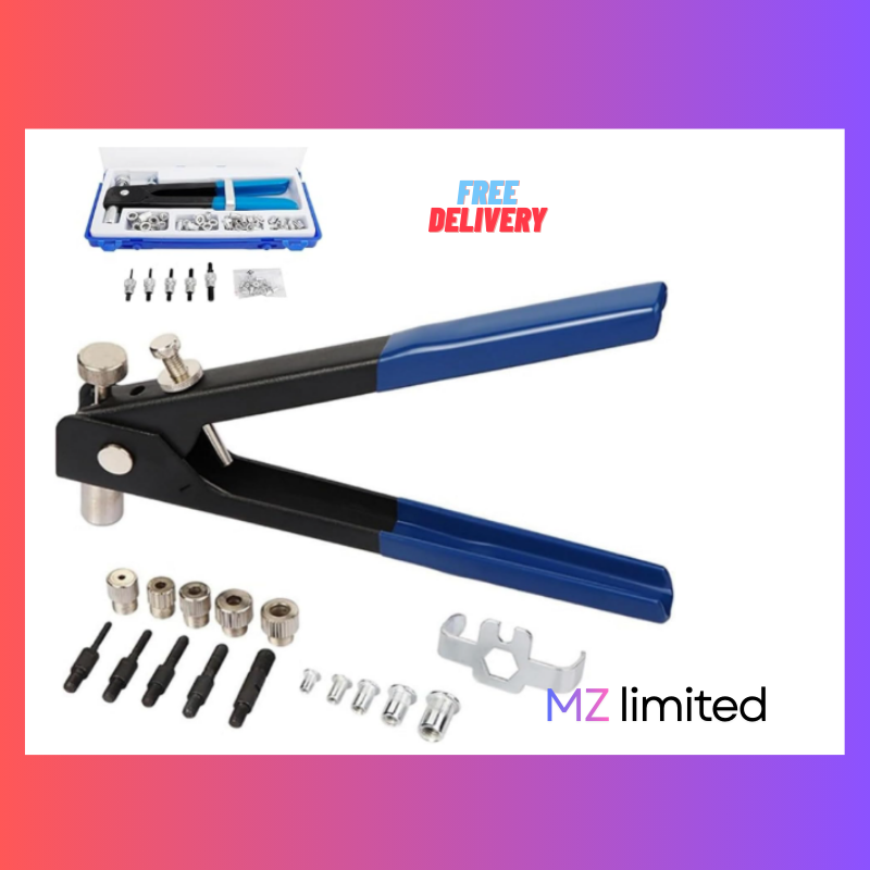 86pcs Hand Rivet Tool Kit – Heavy Duty Blind Rivet Gun with Metric Rivet Nuts, Mandrels & M3/M4/M5/M6/M8 Rivnuts