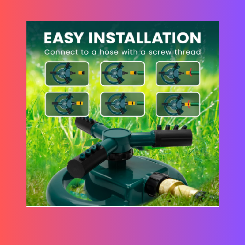Garden Sprinkler 360° Rotating Sprayer – Lawn Watering Sprinkler with 3 Nozzles for Yard & Garden - Image 3