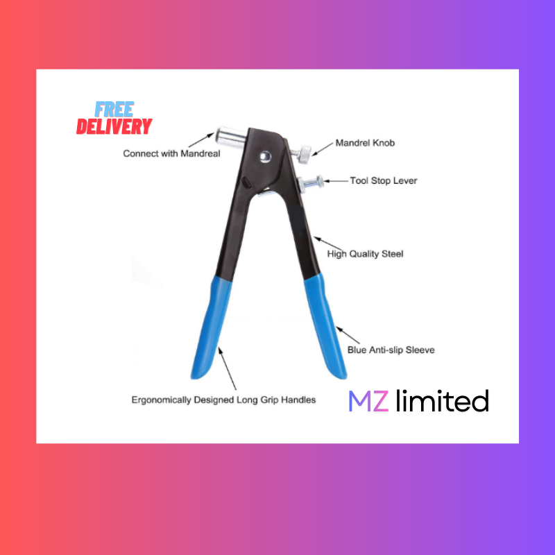 86pcs Hand Rivet Tool Kit – Heavy Duty Blind Rivet Gun with Metric Rivet Nuts, Mandrels & M3/M4/M5/M6/M8 Rivnuts - Image 3