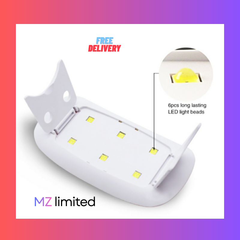 6W Portable Mini USB UV LED Nail Lamp – 45s/60s Timer Quick Gel Polish Dryer Machine (White) - Image 4
