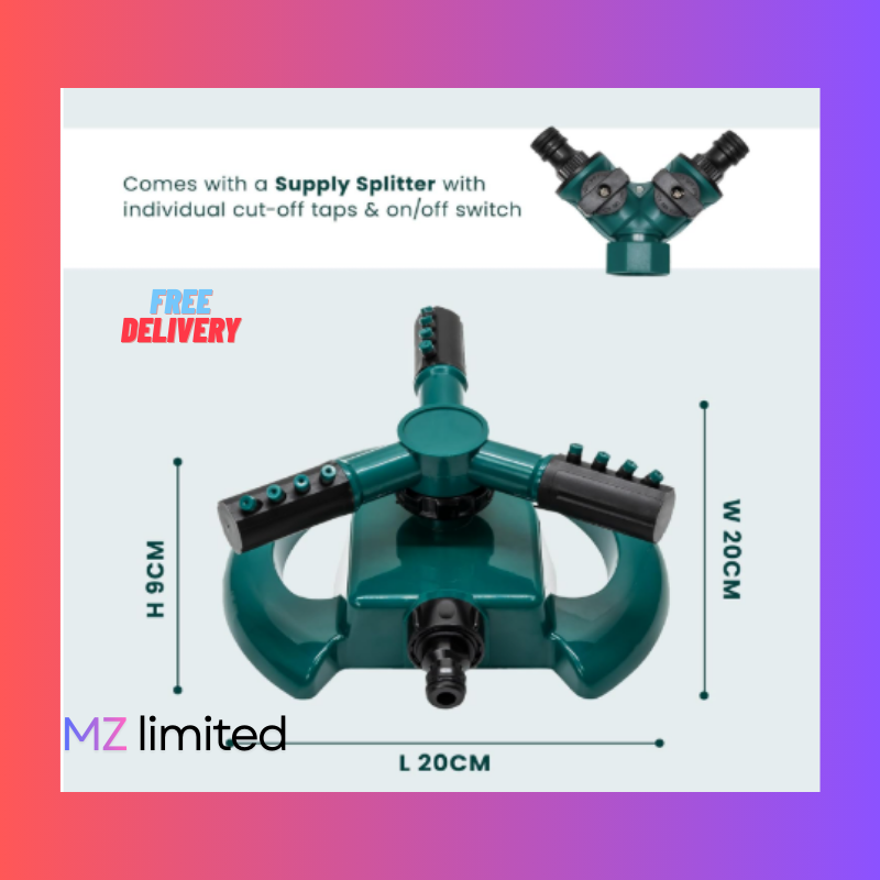 Garden Sprinkler 360° Rotating Sprayer – Lawn Watering Sprinkler with 3 Nozzles for Yard & Garden - Image 4