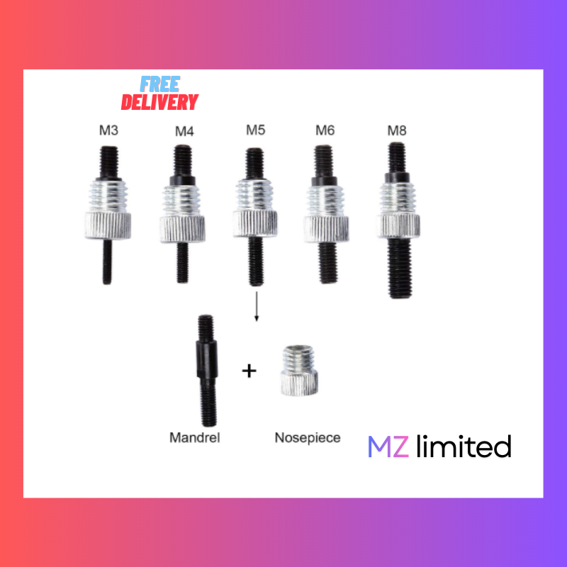 86pcs Hand Rivet Tool Kit – Heavy Duty Blind Rivet Gun with Metric Rivet Nuts, Mandrels & M3/M4/M5/M6/M8 Rivnuts - Image 5